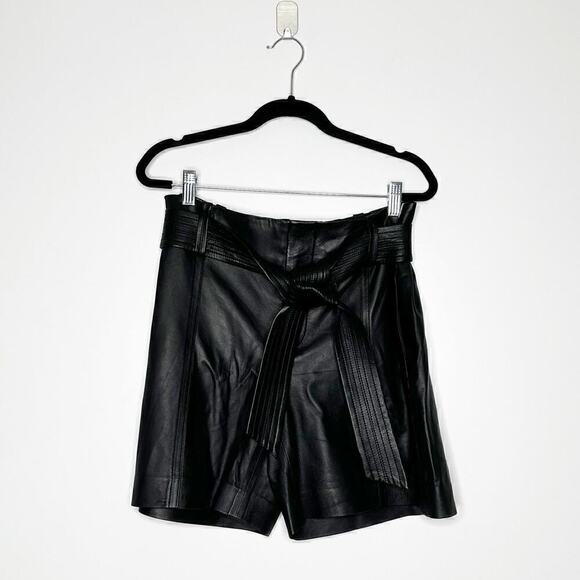 NWT Vince Lamb Leather High Rise Tie Shorts Women's Black Size 6 $895 - Picture 3 of 10
